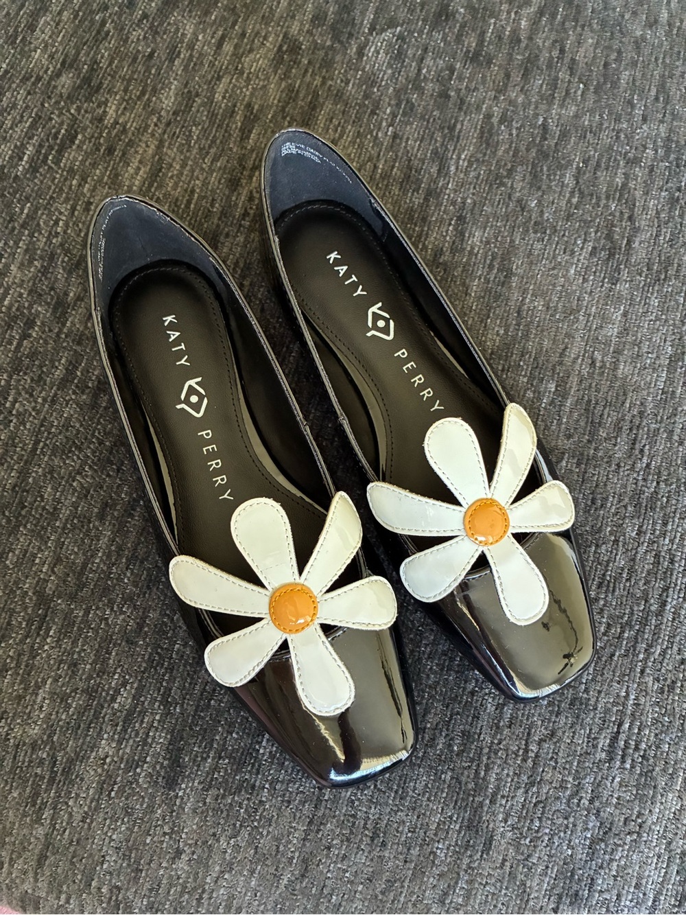 Katy Perry Collections Black Patent Flower-Accent Flats
